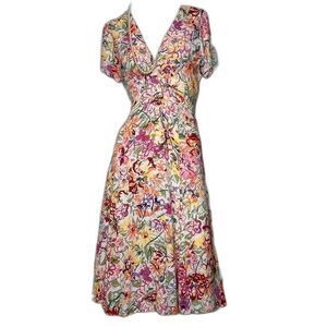 PINK WHEELS Made USA! Floral Dress Sz S EUC!